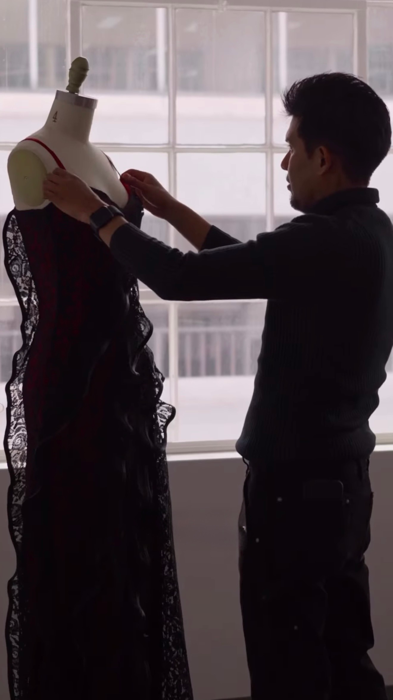 Physalia designer developing a luxury womenswear garment in studio